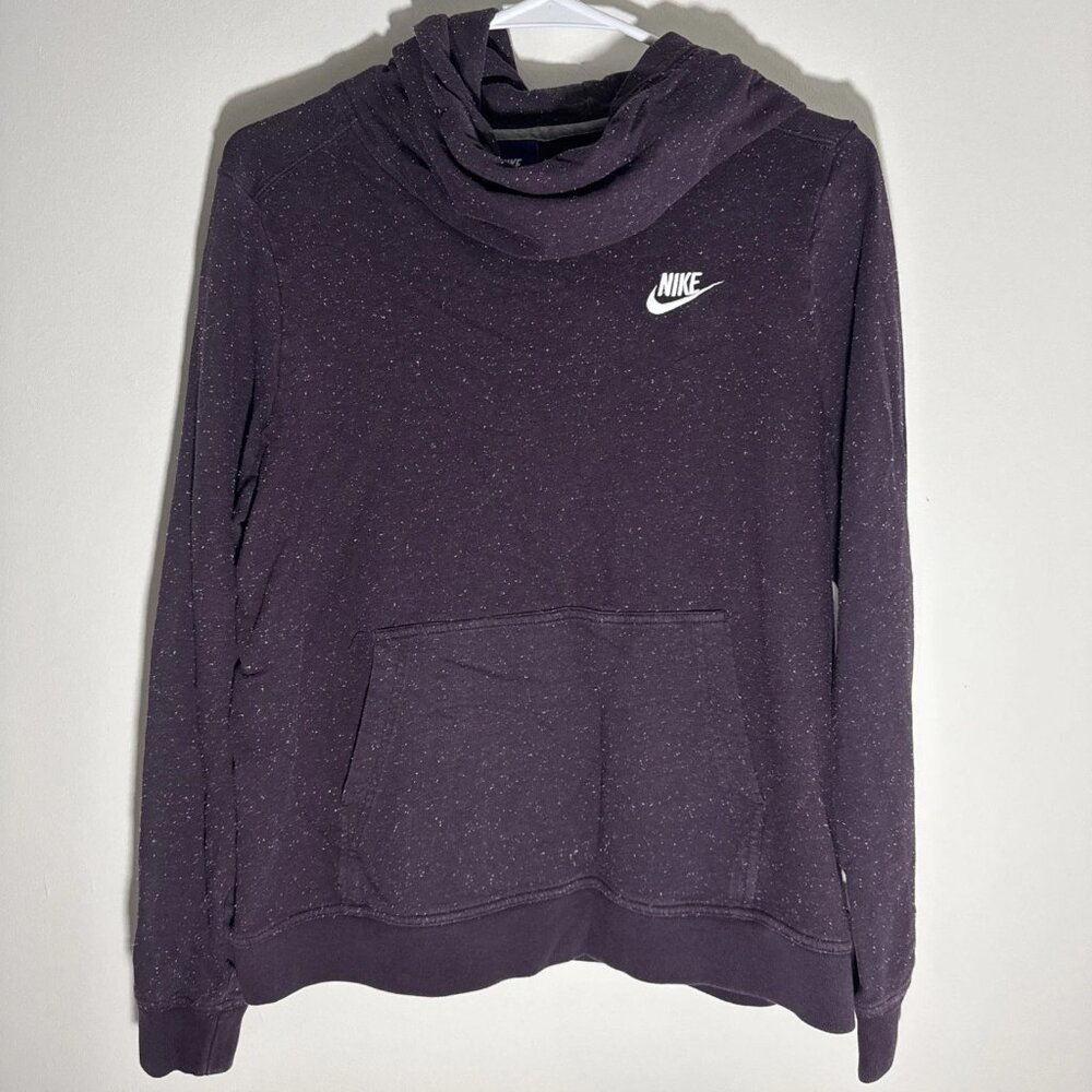 Nike Women's Sportswear Funnel Neck Hoodie Purple Multicolor Speckled Large